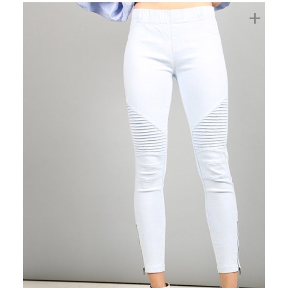 Light Blue Beulah Moro Ankle ZIP Jeggings
